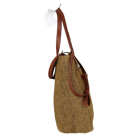 ROOMY MADEWELL BEIGE BROWN GENUINE LEATHER HAIR HIDE SHOULDER BAG TOTE HANDBAG - Picture 3 of 12